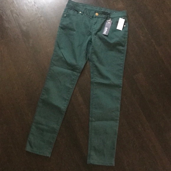green stretch jeans